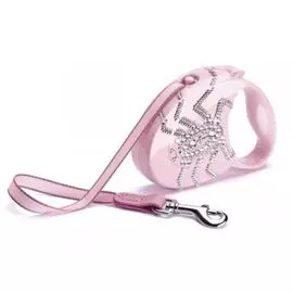 Поводок-рулетка Flexi Glam Spider S, лента, для мелких собак до 12 кг (3 м (для пород до 12 кг), Розовый)