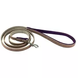 Поводок Zooexpress Suomi Line однослойный бежевый/фиолетовый для собак (15 мм х 1,2 м, Бежевый/фиолетовый)