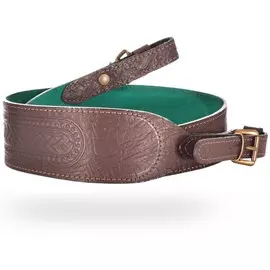Ремень ХСН ружейный фигурный кожа/велюр тисненый с пряжкой (6-2,2 см шир., Коричневый)