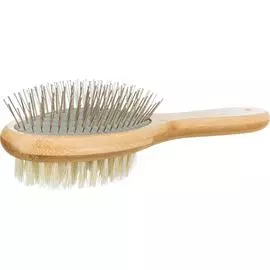 Щетка двусторонняя Trixie бамбук/натуральная и проволочная щетина для животных (6 x 22 см)