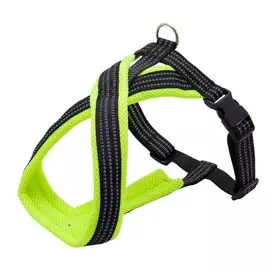 Шлейка Каскад нейлоновая Х-образная с мягкой подкладкой зеленая для собак (15 мм (26 х 34 см), Зеленый)