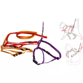 Шлейка поводок Yami-Yami оранжевая капроновая для кошек (38 х 1 см х 1,2 м, Оранжевый)