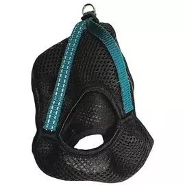 Шлейка жилет Zooexpress Fresh Line капроновая, светоотражающая нить и сетка, черная с морской волной для собак (M, Черный с морской волной)