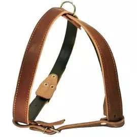 Шлейка Zooexpress двухслойная коричневая для собак (36 мм х 100 см, Коричневый)