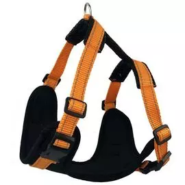 Шлейка Zooexpress Fresh Line неопрен и капрон с сеткой черная с апельсиновым для собак (L: 70-80 см х 50-60 см, Черный с апельсиновым)