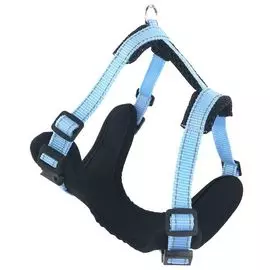 Шлейка Zooexpress Fresh Line неопрен и капрон с сеткой черная с голубым для собак (S: 46-56 см х 32-42 см, Черный с голубым)