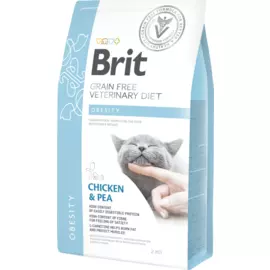 Сухой корм Brit Veterinary Diet Cat Grain Free Obesity при избыточном весе и ожирении для кошек (2 кг, Курица и горох)