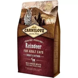 Сухой корм Carnilove Energy&amp;Outdoor Reindeer for Adult Cats с олениной для активных кошек (2 кг, Северный олень)