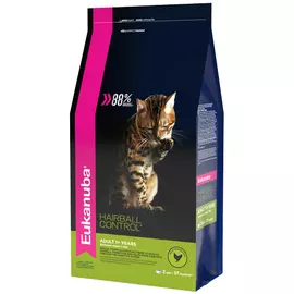 Сухой корм Eukanuba Hairball Control Adult для выведения шерсти из желудка кошек (2 кг, )