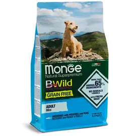 Сухой корм Monge Dog Bwild Grain Free Mini беззерновой из анчоуса с картофелем и горохом для взрослых собак мелких пород (2,5 кг, Анчоус с картофелем и горохом)