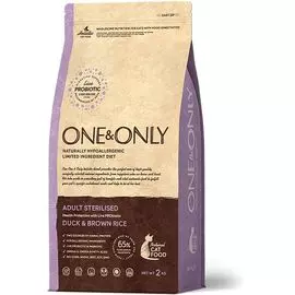 Сухой корм One &amp; Only низкозерновой с утка и рисом для стерилизованных кошек (2 кг, Утка с рисом)