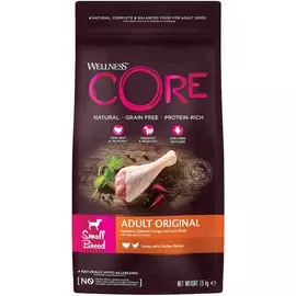 Сухой корм Wellness Core Small Breed Original беззерновой для собак мелких пород (1,5 кг, Индейка и курица)