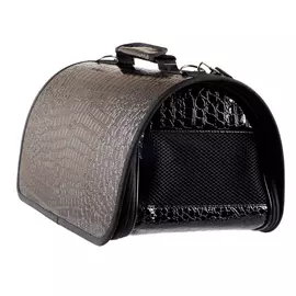 Сумка-переноска Вака Euro чёрная кожзаменитель крокодил для животных (42 х 22 х 24 см, Черный)