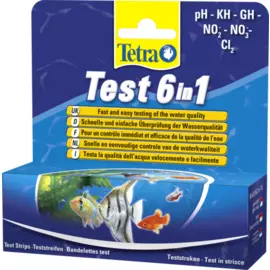 Тест 6 в 1 Tetra GH/kH/NO2/NO3/pH/Cl полоски для пресной воды 25шт