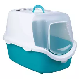 Туалет-домик Trixie Vico Easy Clean для кошек (Д 40 × В 40 × Ш 56 см, Бирюзовый/Белый)