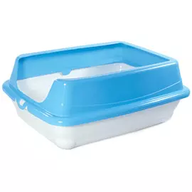 Туалет Gamma Пушок прямоугольный с высоким бортом голубой для кошек (45,5 x 35 x 19 см, Голубой)