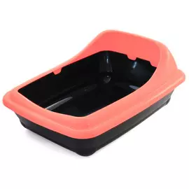 Туалет Gamma Волна прямоугольный с ассиметричным бортом коралловый для кошек (45,5 x 35 x 20 см, Коралловый)