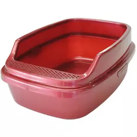 Туалет Homecat De Luxe с бортиком для кошек (53 х 39 х 23 см, Красный перламутр)