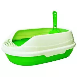 Туалет Homecat овальный с совком в комплекте для кошек (Д 43 х Ш 31 х В 16 см, Зеленый)