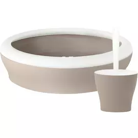 Туалет- лоток United Pets Vicci-Cat с совком+подставкой в комплекте серо-коричневый для кошек (53 х 40 х 16/13 х 10 х 26 см, Серый с коричневым)