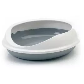 Туалет Savic Figaro овальный с бортом серый для кошек (55 x 48 x 15,5 см, Серый)
