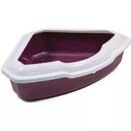 Туалет Triol CT03 угловой с бортом бургунди для кошек (56,5 х 42,5 х 15 см, Бургунди)