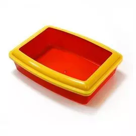 Туалет Вака глубокий с бортиком красный для кошек (43 х 32,5 х 12 см, Красный)