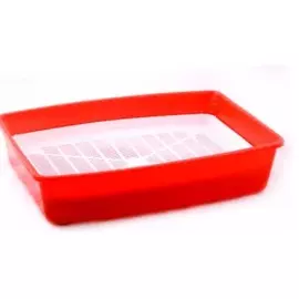 Туалет Вака Глубокий с сеткой красный для кошек (42 х 31 х 9,5 см, Красный)