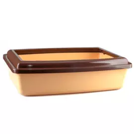 Туалет Вака Премиум глубокий с бортиком цвет сливки, венге для кошек (43 х 32,5 х 12 см, Венге)