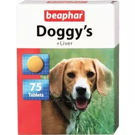 Витаминизированное лакомство Beaphar Doggy`s + Liver с печенью для собак (75 таблеток)