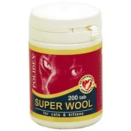 Витамины Polidex Super Wool улучшает состояние шерсти, кожи, когтей и профилактика дерматитов для кошек (200 таблеток)