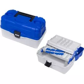 Ящик Salmo 012 рыболовный пластиковый с 2 полками (39,5 х 19,5 х 19,5 см, Синий, серый)
