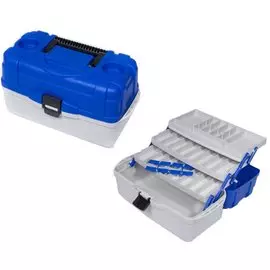 Ящик Salmo рыболовный пластиковый с 3 полками (40 х 19,5 х 21 см, Синий, белый)