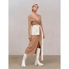 Юбка на запах из лапши (XS-S темно-бежевый)