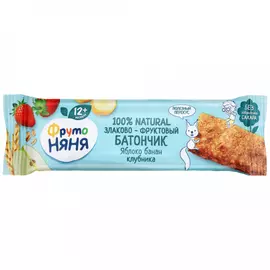 Батончик ФрутоНяня фруктово-злаковый яблоко банан клубника с 12 месяцев 25 г