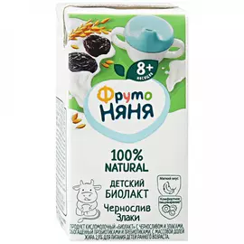 Биолакт ФрутоНяня кисломолочный чернослив злаки с 8 месяцев 2.9% 200 мл