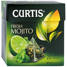 Чай Curtis Fresh Mojito зеленый листовой с цедрой цитрусовых и ароматом мохито 20 пирамидок по 1.7 г