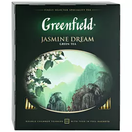 Чай Greenfield Jasmine Dream зеленый с ароматом жасмина 100 пакетиков по 2 г