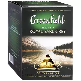 Чай Greenfield Roal Earl Grey черный с цедрой цитрусовых и ароматом бергамота 20 пакетиков по 2 г