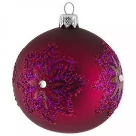 Елочное украшение Holiday Classics Шар фуксия матовый с лиловыми искристыми снежинками и стразами 8 см