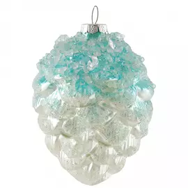 Елочное украшение Holiday Classics Шишка серебряно-голубая 9х9х12 см