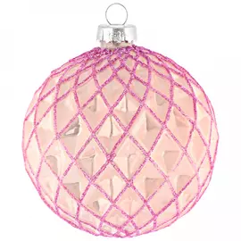 Елочное украшение Magic Time Шар розовый ромб стекло