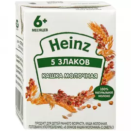 Каша 5 злаков Heinz молочная омега-3 быстрорастворимая с 6 месяцев 200 мл