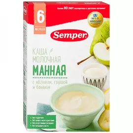 Каша манная Semper молочная яблоко груша банан быстрорастворимая с 6 месяцев 180 г