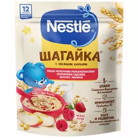 Каша мультизлаковая Nestle Шагайка Молочная с земляникой садовой яблоком малиной с 12 месяцев 190 г