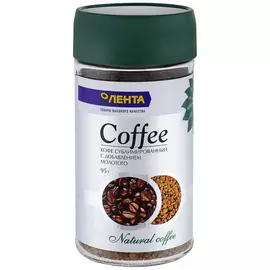 Кофе Лента натуральный растворимый сублимированный с добавлением молотого 95 г