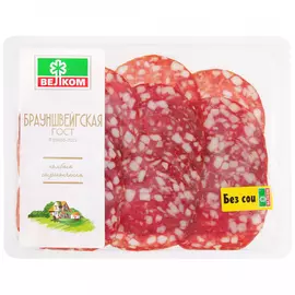 Колбаса сырокопченая Велком Брауншвейгская полусухая нарезка 150 г