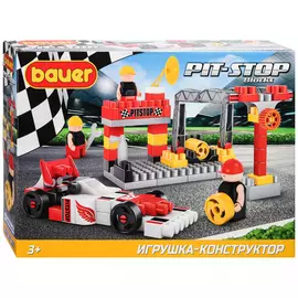 Конструктор Bauer Pit Stop Набор с шиномонтажом и гоночной машиной (95 деталей)