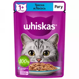 Корм влажный Whiskas полнорационный рагу с треской и лососем для взрослых кошек 75 г