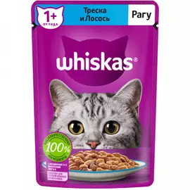 Корм влажный Whiskas полнорационный рагу с треской и лососем для взрослых кошек 75 г